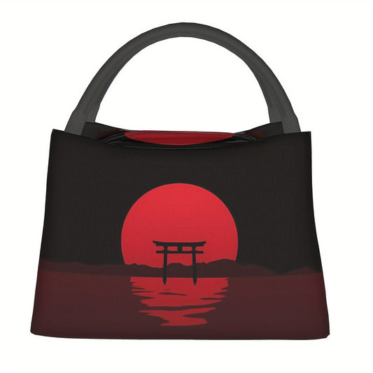 Japanese Sunset Scenery Insulated Lunch Bag with Zipper