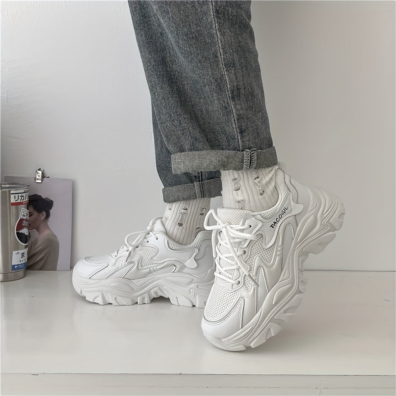 Women's Chunky Platform Sneakers Mesh Lace Up Sports Shoes