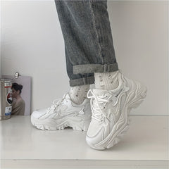 Women's Chunky Platform Sneakers Mesh Lace Up Sports Shoes