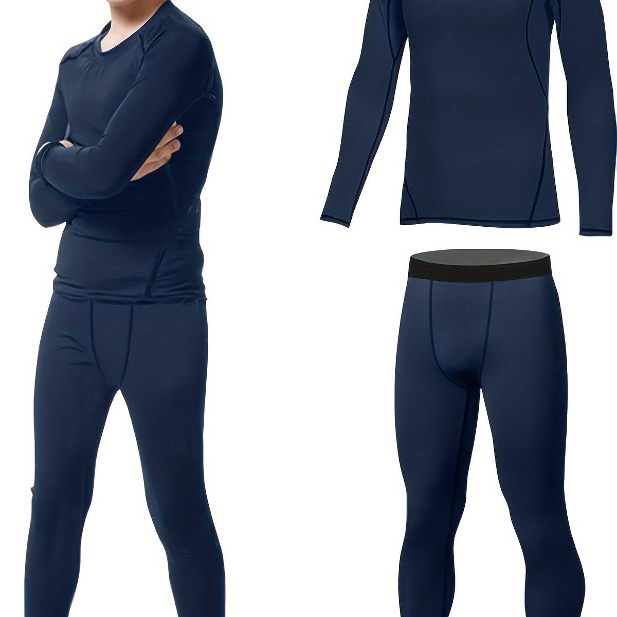 Youth Compression Set Quick Dry Long Sleeve Shirt Shorts Base Layer Pants