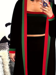  Colorblock Stripe Print 3-Piece Set