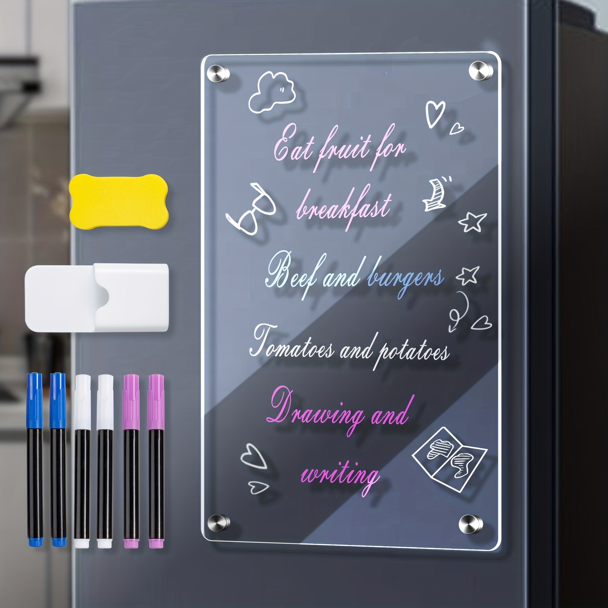 Acrylic Magnetic Blank Board Calendar For Fridge - Clear Dry Erase Planner