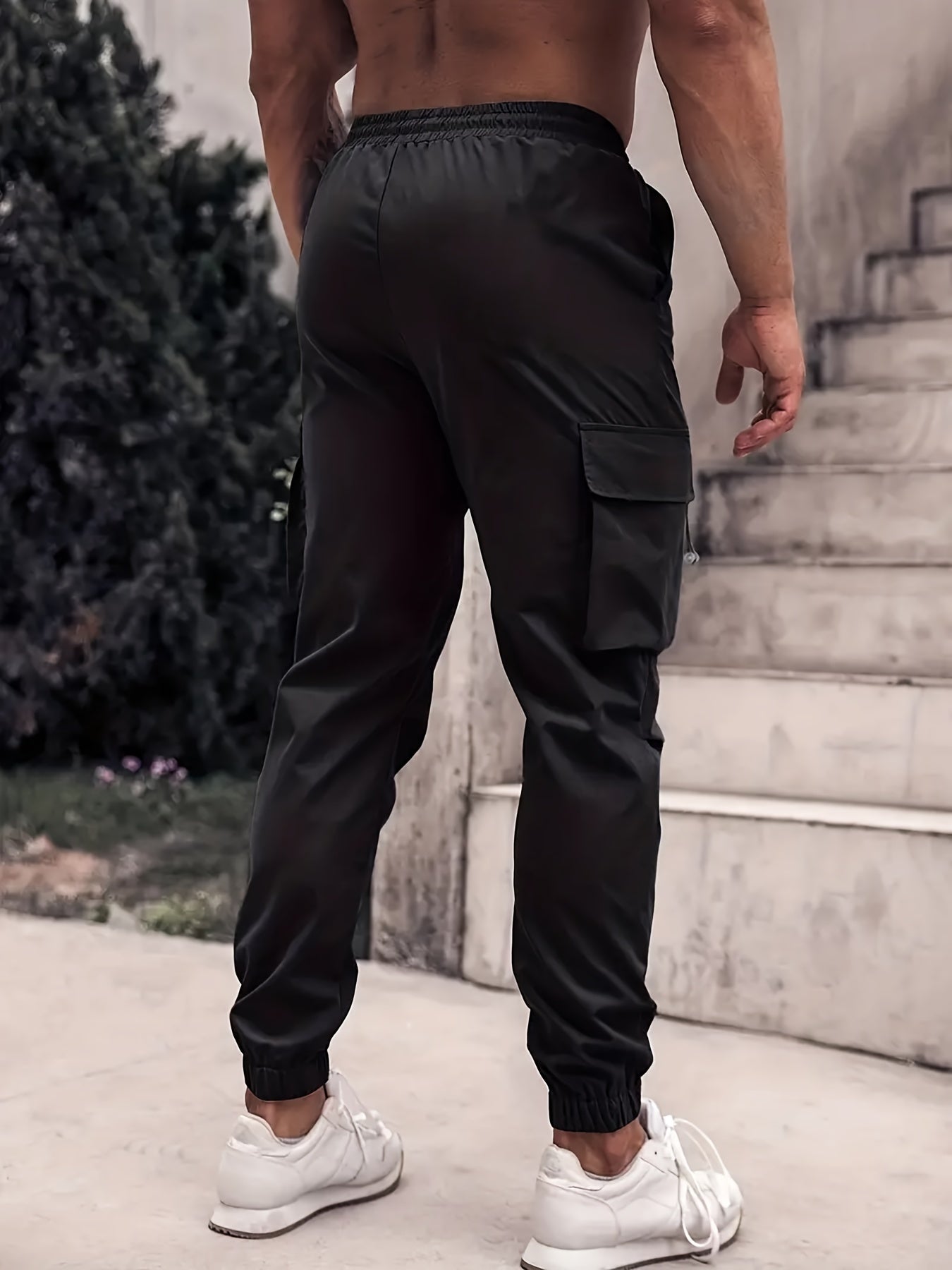 King & Crown Men's Cargo Pants Drawstring Loose Casual Outdoor Work Pants
