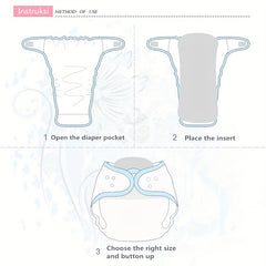 4pcs Washable Cloth Diapers For Boys Girls Adjustable Nappy with Inserts