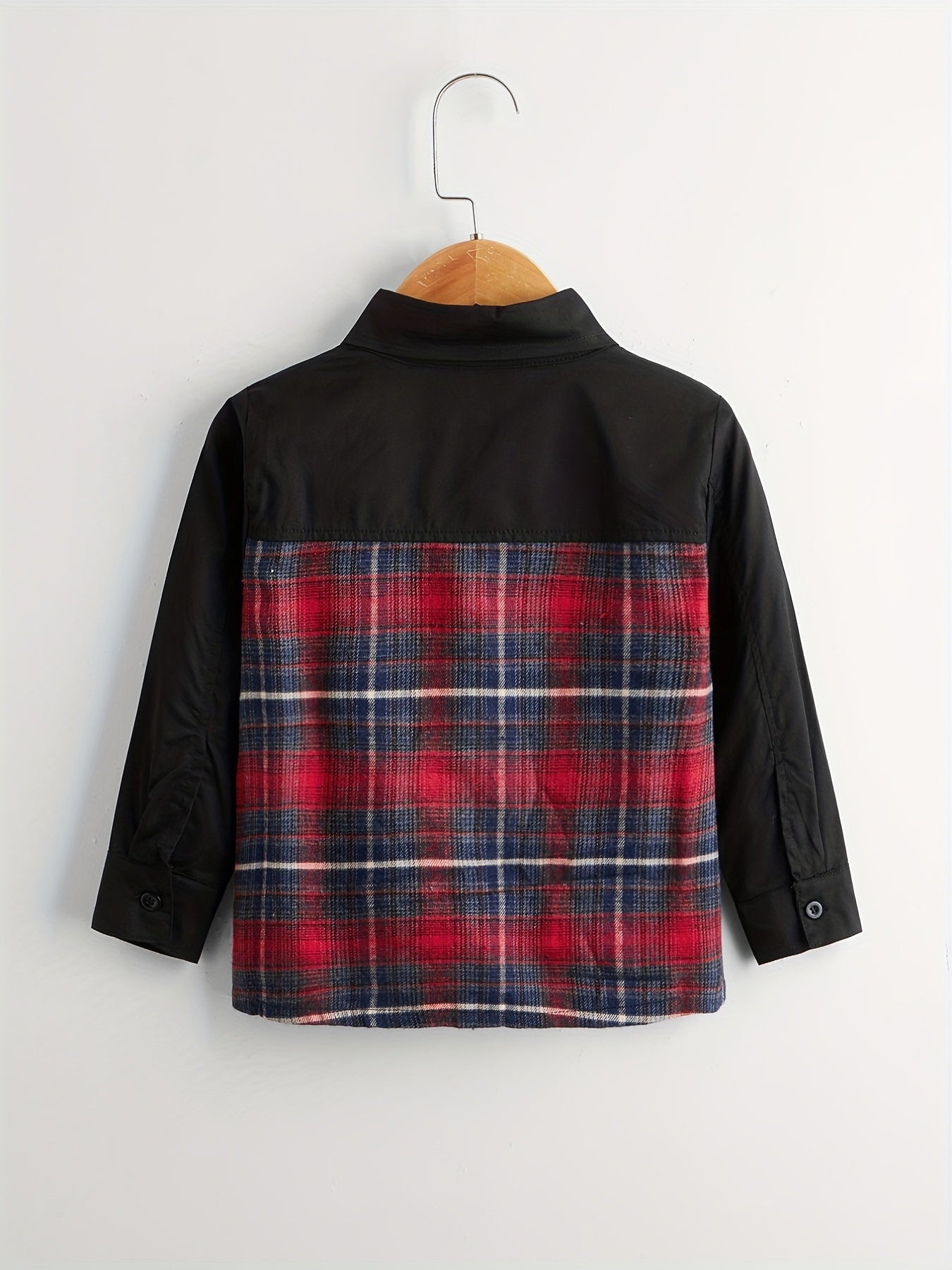 Boys Block Plaid Shirts Long Sleeve Button Down Tops Spring Fall Outwear