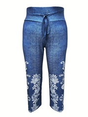  Floral Print Wide Leg Trousers