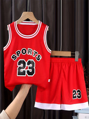 Boys SPORTS Tank Top & Shorts Set, Basketball Outfits