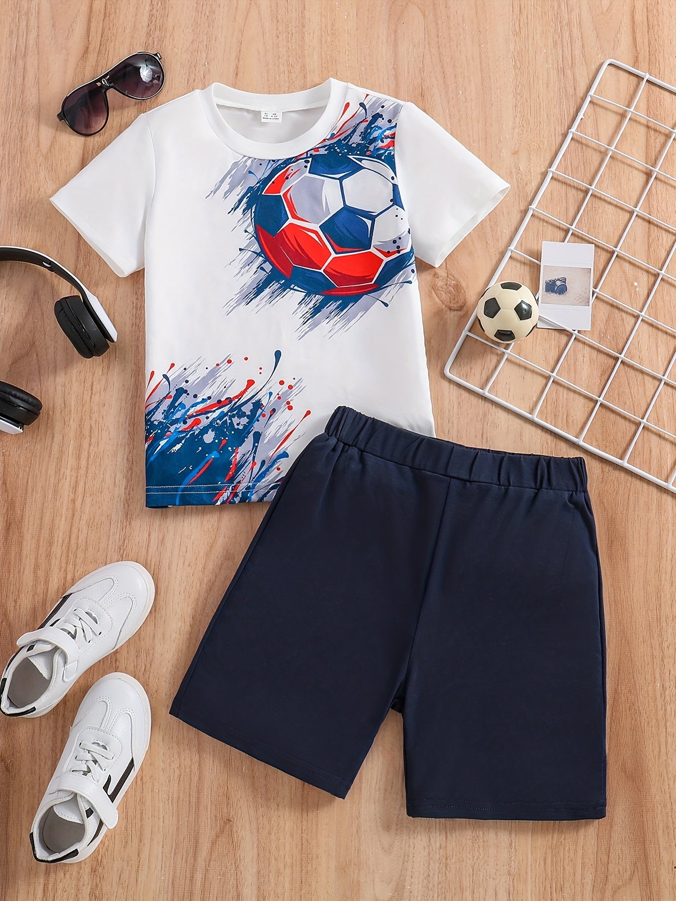Boys Soccer T Shirt & Shorts Set Comfortable Top And Pants for Kids