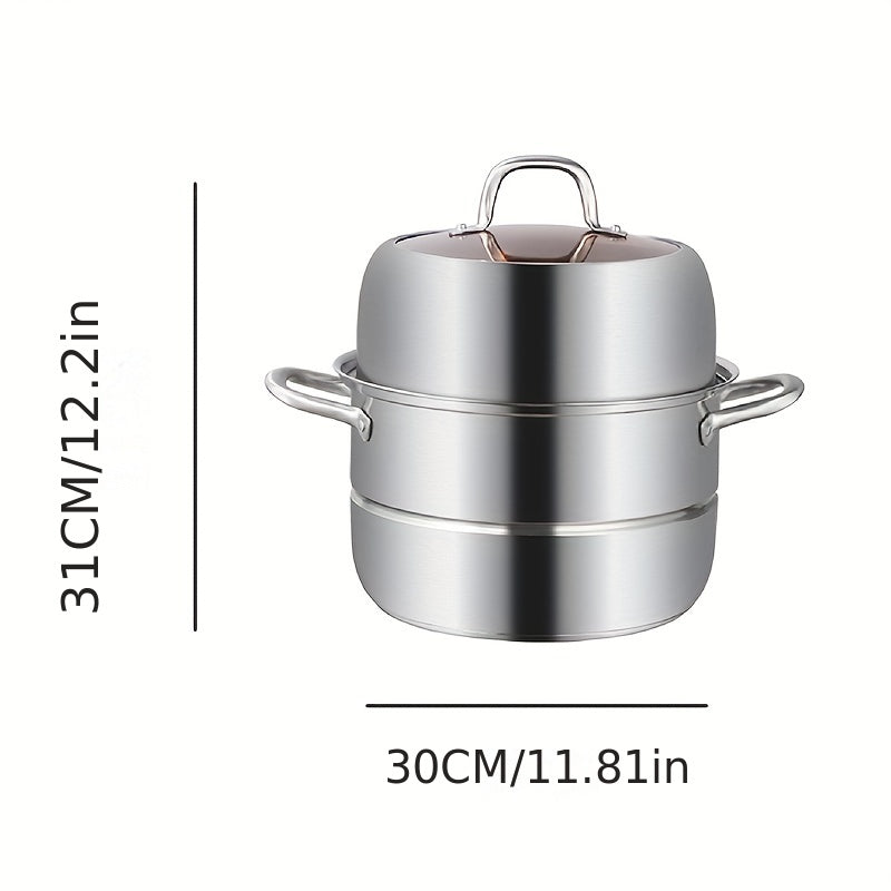 Stainless Steel 2 3 Tier Steamer Pot 30cm Lid Kitchen Utensils Gadgets Accessori