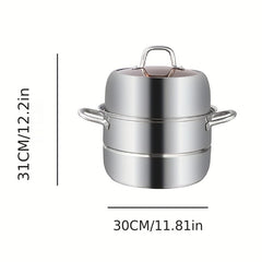 Stainless Steel 2 3 Tier Steamer Pot 30cm Lid Kitchen Utensils Gadgets Accessori