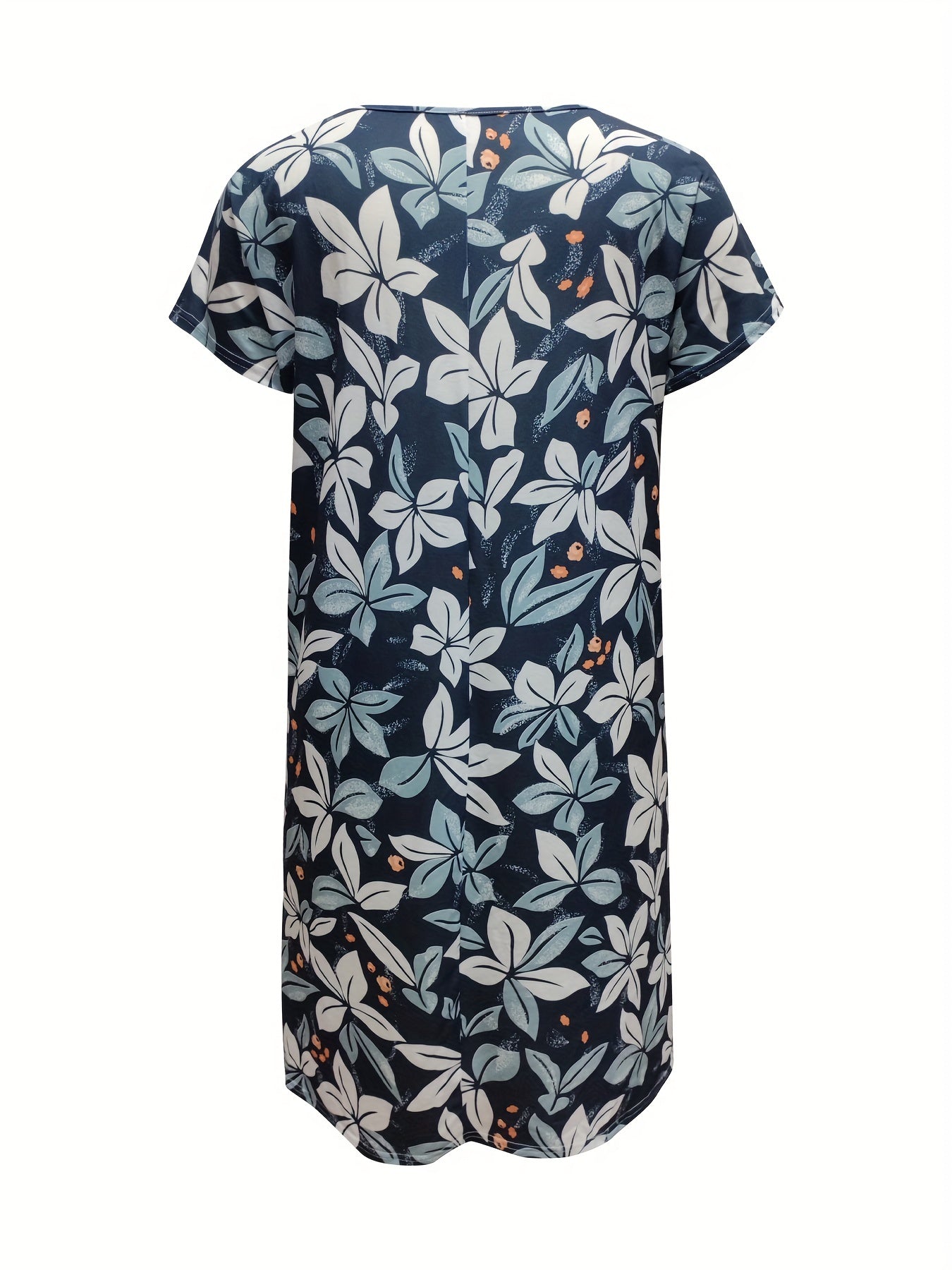  Floral Print Short Sleeve Tee Dress