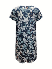  Floral Print Short Sleeve Tee Dress