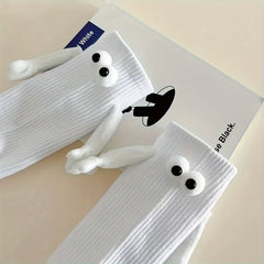 Funny Magnetic Holding Hands Cartoon Mid Calf Socks
