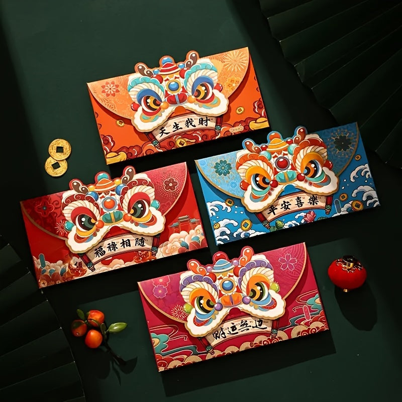8pcs Lion Dance Red Envelopes Thickened Red Envelope Bags