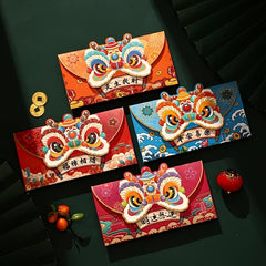 8pcs Lion Dance Red Envelopes Thickened Red Envelope Bags