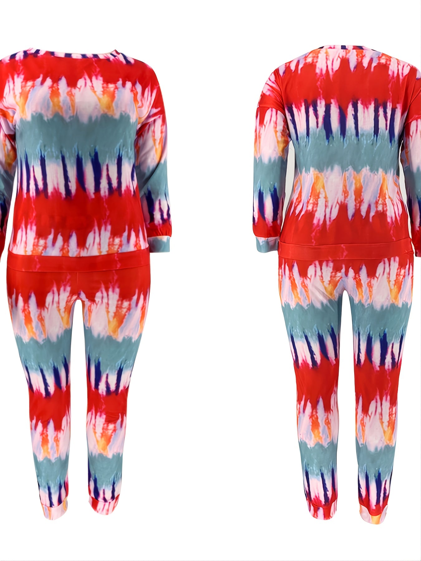  Tie Dye Long Sleeve Tee & High Waist Sweatpants Set