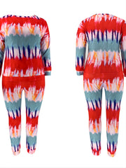  Tie Dye Long Sleeve Tee & High Waist Sweatpants Set