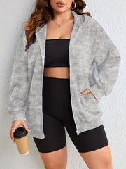  Long Sleeve Zip Hooded Coat with Pockets