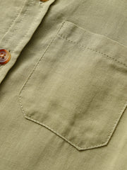 Boys Casual Button Pocket Stand Collar Short Sleeve Shirt Kids Summer Clothes