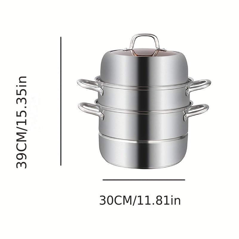 Stainless Steel 2 3 Tier Steamer Pot 30cm Lid Kitchen Utensils Gadgets Accessori