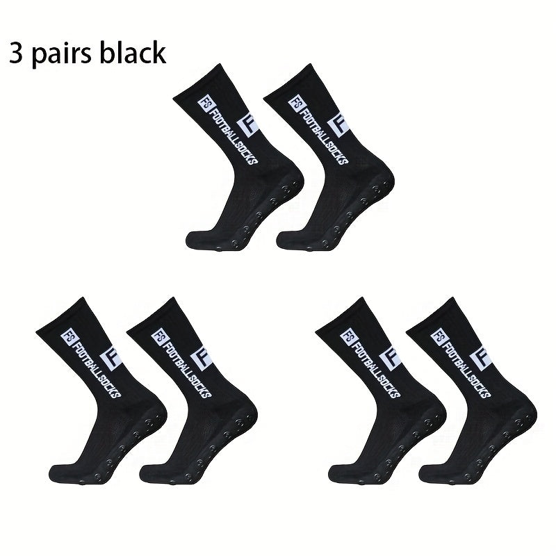 3 Pairs Non slip Silicone Athletic Socks For Football Moisture Wicking