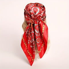 Paisley Print Pattern Silk Feeling Headscarf 89 92cm