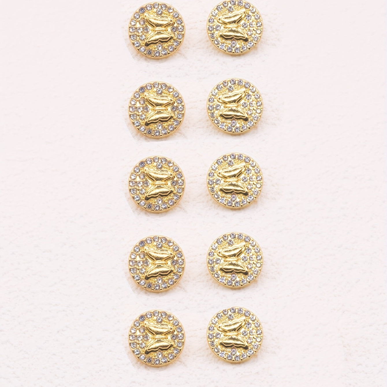 10pcs Zinc Alloy Faux Diamonds Buttons Butterfly Sewing Buttons