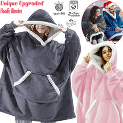 Oversized Sherpa Fleece Hoodie Blanket Cozy Soft Warm Snuggle Throw Sweatshirt
