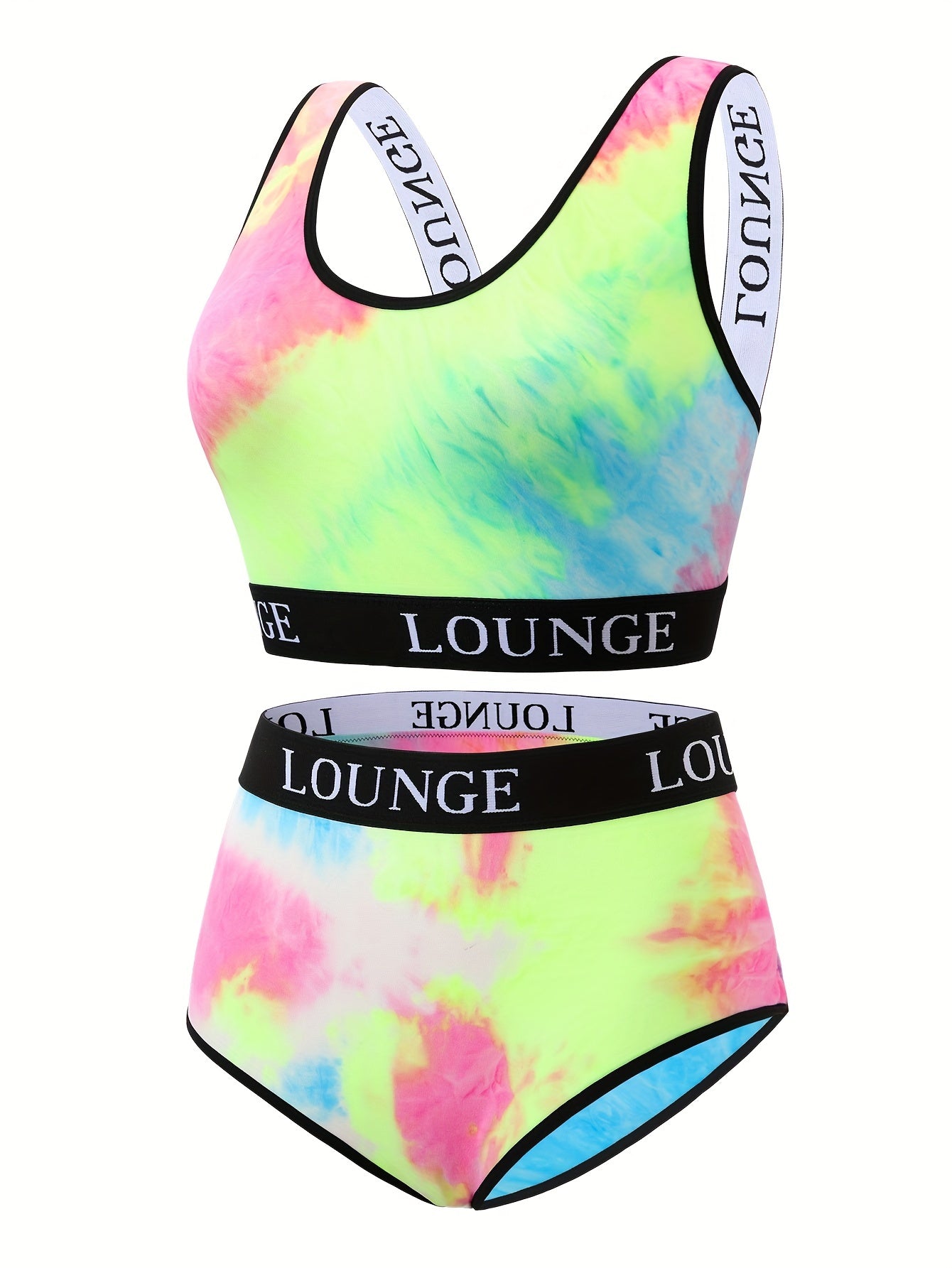  Tie Dye Letter Tape Bra & Panty Set
