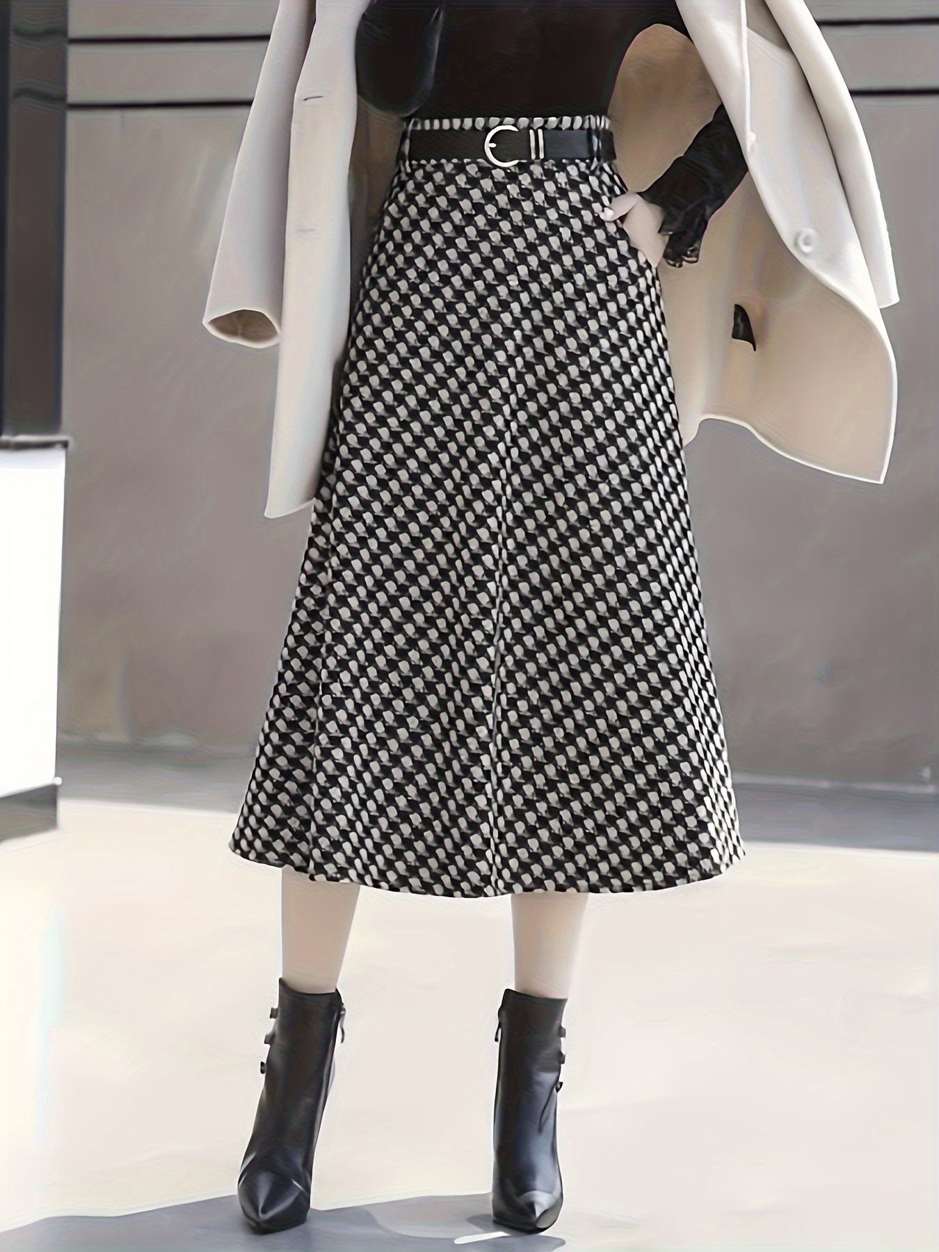  Allover Print High Rise A-line Maxi Skirt With Pockets