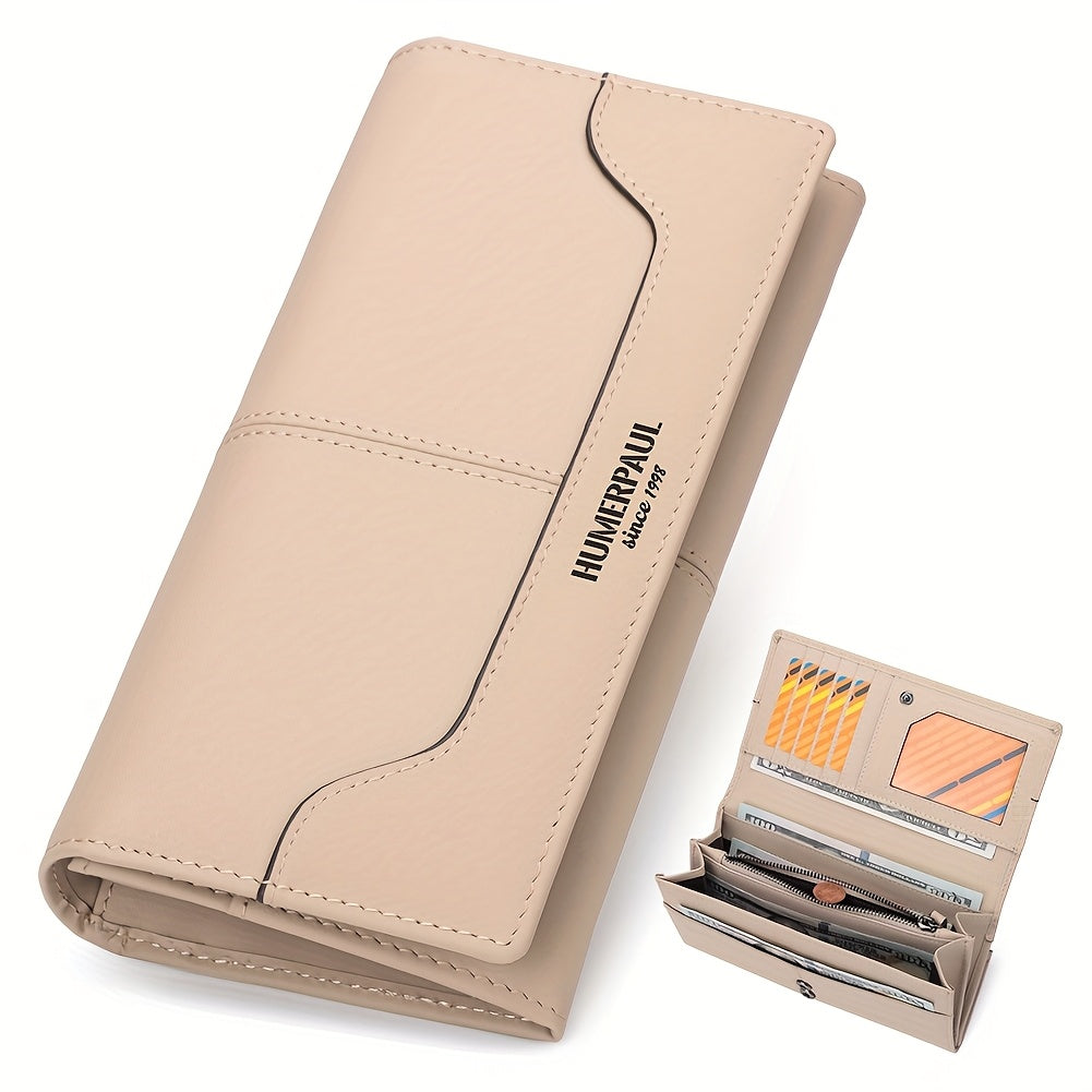 Women's Long Wallet Leather Functional Large Capacity Snap Closure