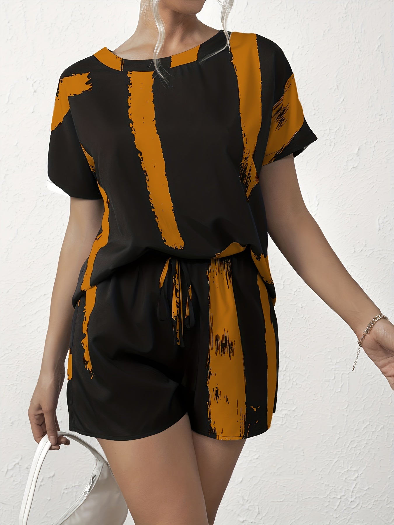 Casual Two Piece Set Short Sleeve Pantsuits