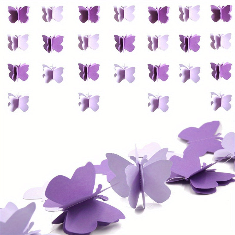 2pcs Light Purple Butterfly Paper Garland for Events