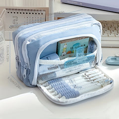 Large Capacity Pencil Case Handheld Stationery Box Portable Office School Girl