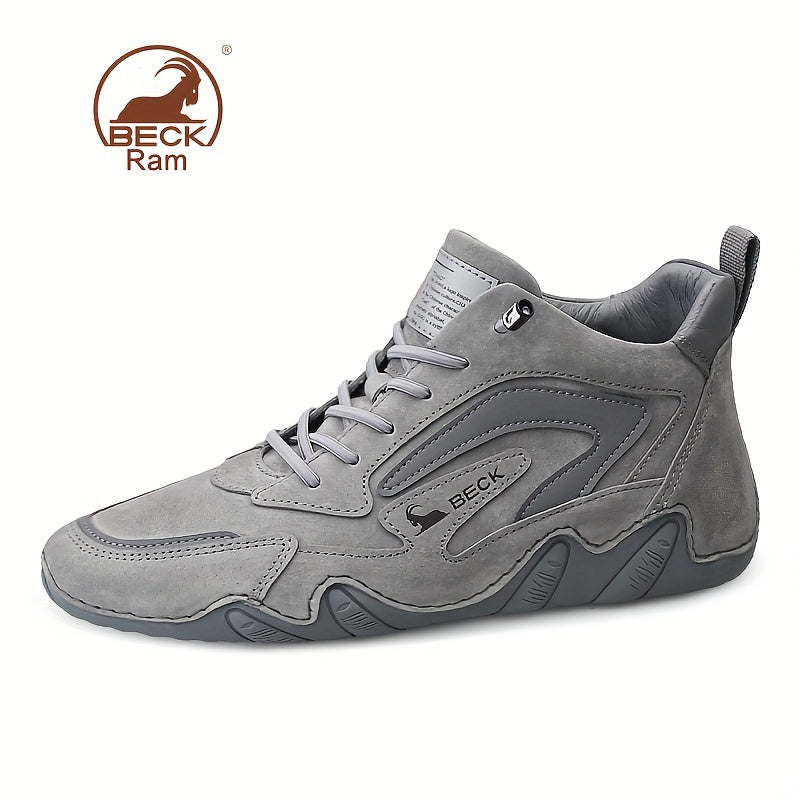 Men's Lace up Boots Slip Resistant Leather Sneakers