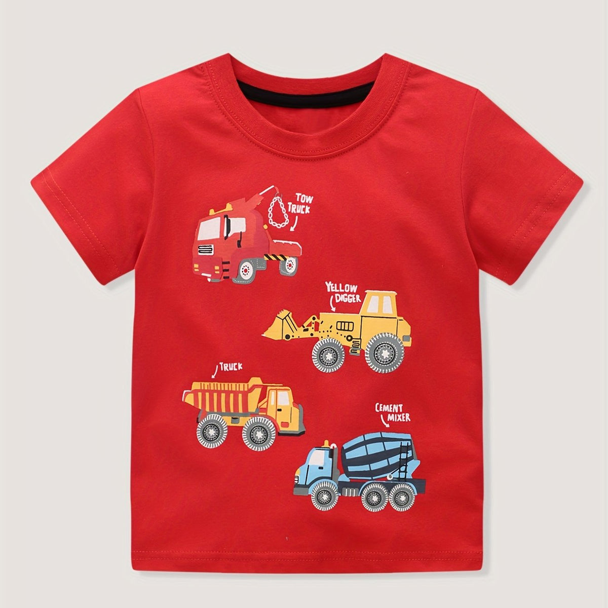 Boys Cartoon Car Print Short Sleeve T-shirt