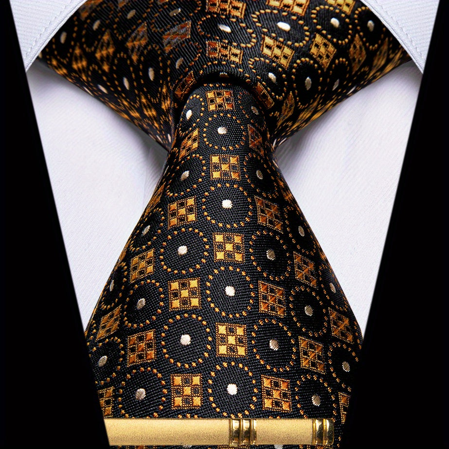 Men's Formal Silk Paisley Necktie Clip For Party Wedding
