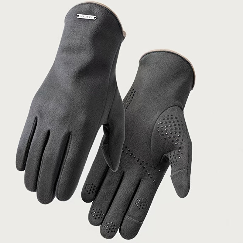 Suede Warm Gloves Men Women Outdoor Cycling Driving Touch Screen Velvet