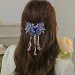 Butterfly & Tassel Hair Clip French Barrette Bridal Wedding Accessory