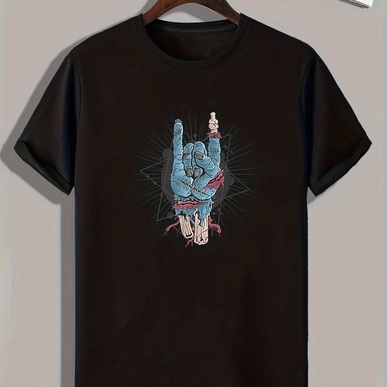 Rock Zombie Hand Pattern T-shirt Short Sleeve Top Casual Tee Men's Clothes