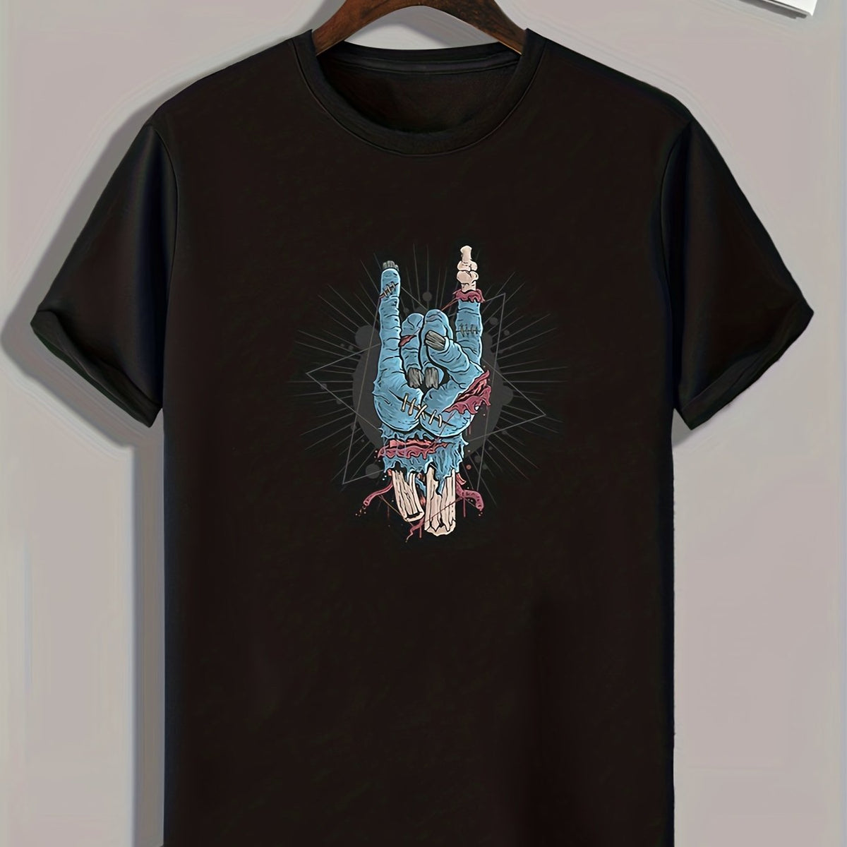Rock Zombie Hand Pattern T-shirt Short Sleeve Top Casual Tee Men's Clothes