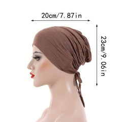 Drawstring Lace Up Turban Soft Hijab Hat Inner Cap Women Headwraps