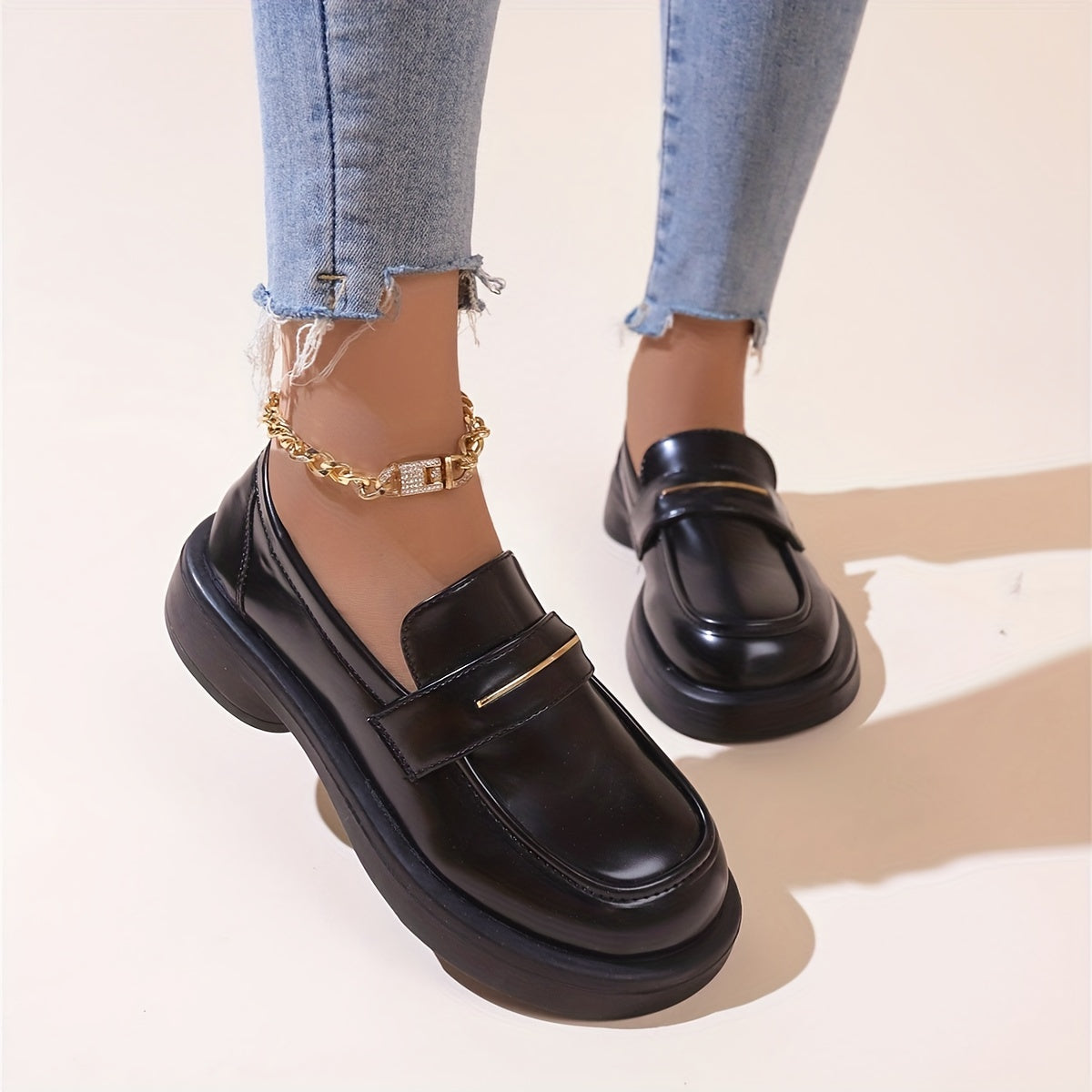 Women's Platform Loafers Slip On Chunky Shoes