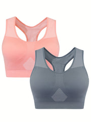2 Pack Women's Plus Size Sports Bras Set Plus Full Coverage Wireless Racer Back
