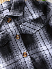 Baby Boy's Plaid Shirt Top Long Sleeve Coat
