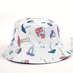 Mushroom Print Bucket Hat Lightweight Sunshade Cap Women