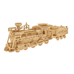 3D Wooden Train Puzzle 1:80 Scale Mechanical Model Kit Brain Teaser DIY Craft