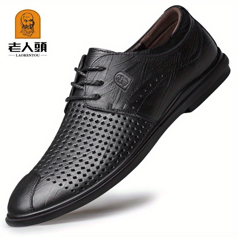 LAORENTOU Men's Perforated Lace Up Dress Shoes