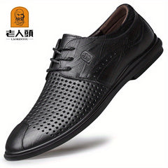 LAORENTOU Men's Perforated Lace Up Dress Shoes