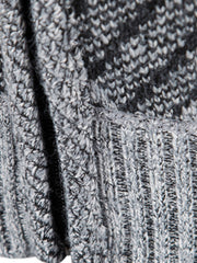 Men's Knit Zip Up Cardigan Plush Warm Stand Collar Diamond Plaid
